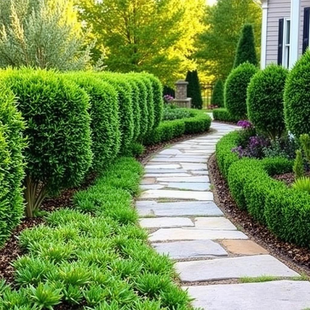 Stone walkway through landscaped garden Knoxville